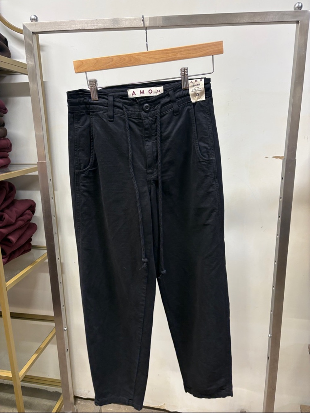 AMO Black Drawstring Casual Cargo Elaine size 23